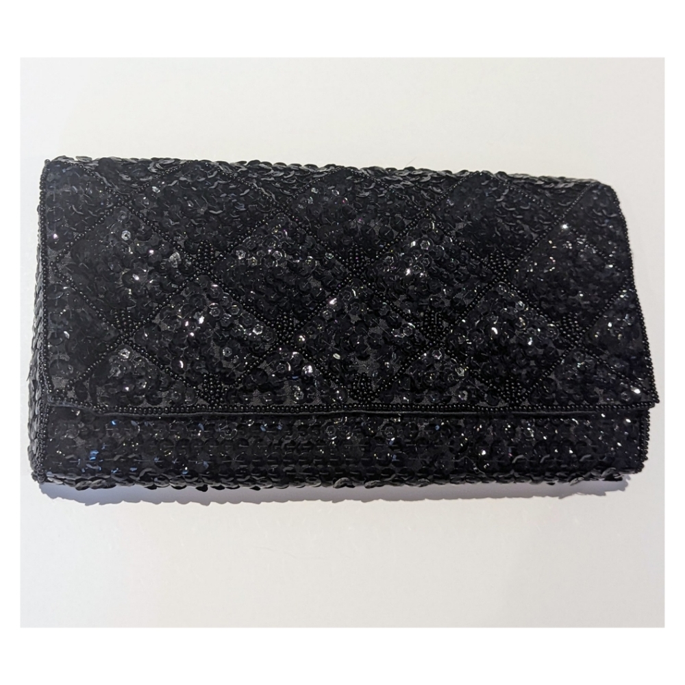 ✨Beaded Sequin Clutch~Black